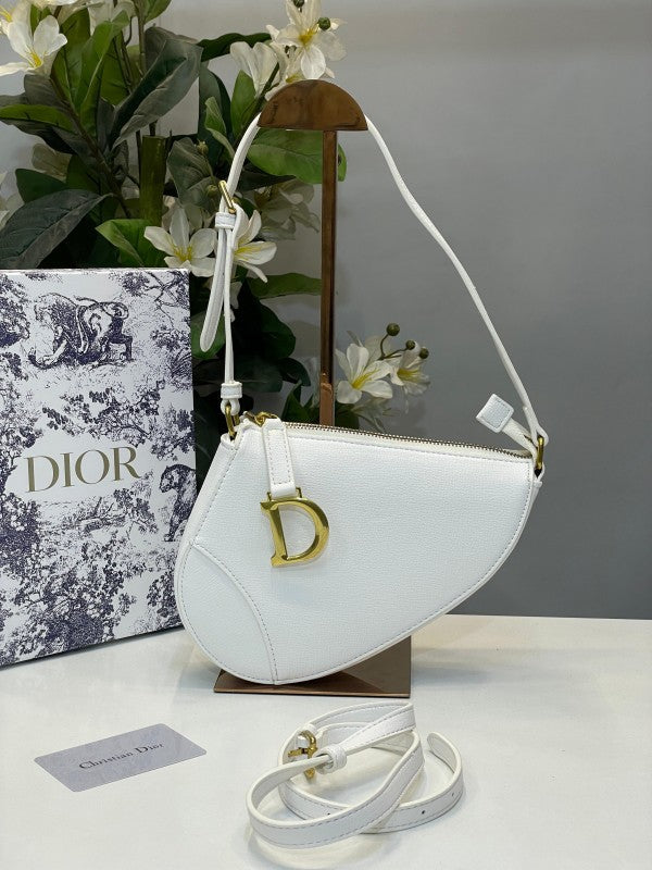 Christian  Dior  CD  Saddle  Rodeo  Bag  Pouch  With  OG  Box  &  Dust  Bag  (379  White)