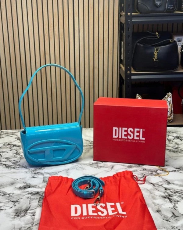 Diesel  1DR  Shoulder  Bag  With  OG  Box  &  Dust  Bag  &  Extra  Shoulder  Strap  (Sky  Blue)