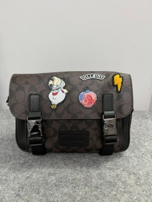 Coach  Disney  X  Track  Crossbody  In  Signature  Canvas  With  Patches  Dust  Bag  1680  Coffee
