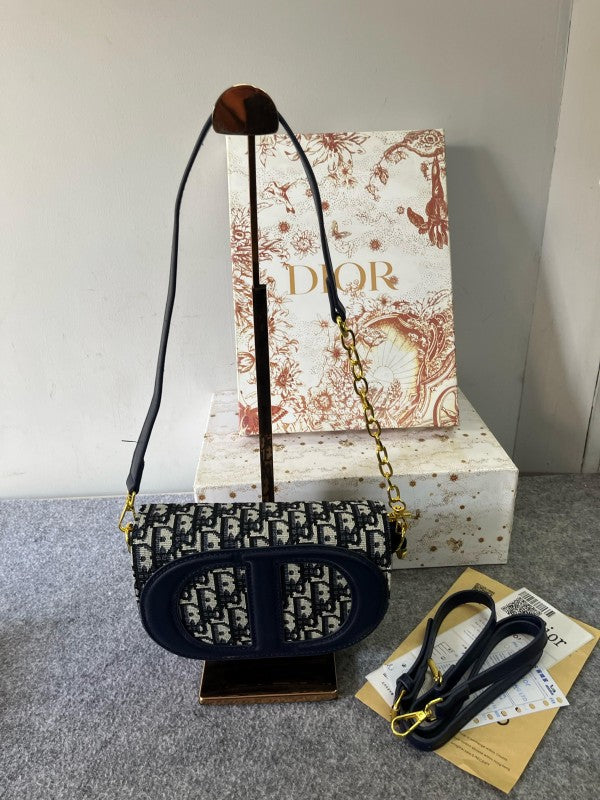 Christian  Dior  Signature  Oval  Camera  Bag  With  OG  Box  &  Dust  Bag  (8288  Blue)
