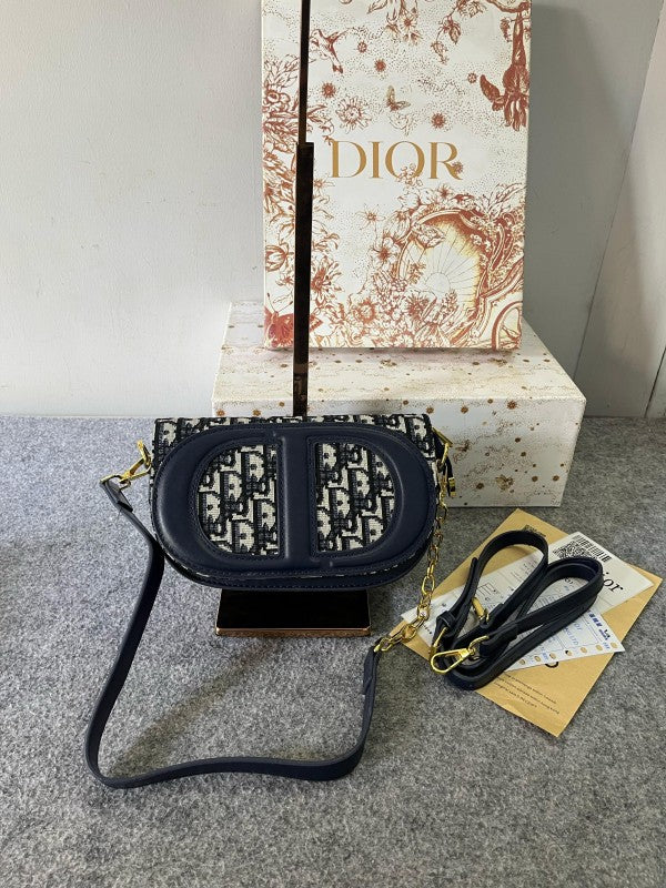 Christian  Dior  Signature  Oval  Camera  Bag  With  OG  Box  &  Dust  Bag  (8288  Blue)