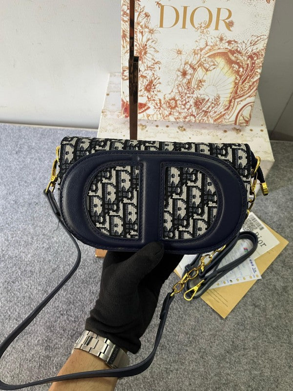 Christian  Dior  Signature  Oval  Camera  Bag  With  OG  Box  &  Dust  Bag  (8288  Blue)