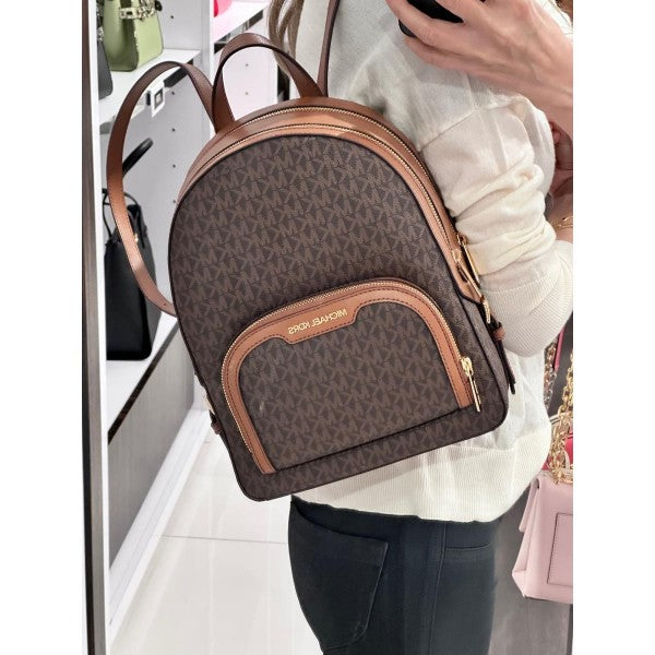 Michael  Kors  Double  Zipper  Backpack  With  Dust  Bag  (22M07 Coffee  Brown)