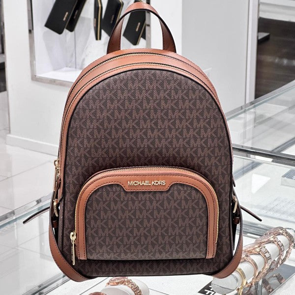 Michael  Kors  Double  Zipper  Backpack  With  Dust  Bag  (22M07 Coffee  Brown)