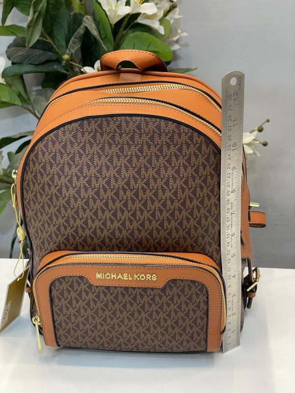 Michael  Kors  Double  Zipper  Backpack  With  Dust  Bag  (22M07 Coffee  Brown)