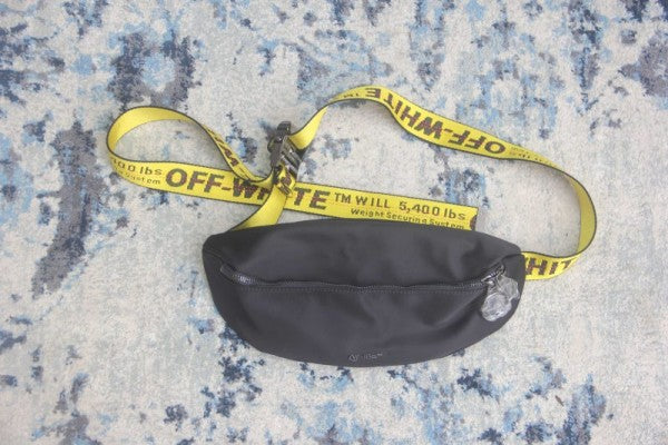Off White Binder Nylon Waist Fannypack Track Belt Bag With Dust Bag (1955) Black