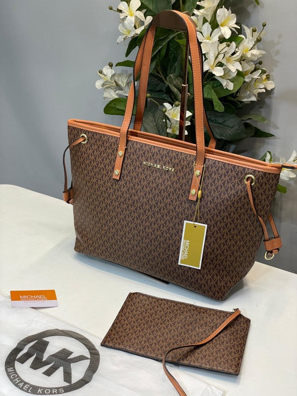 Michael  kors  tote  bag  with  pouch  with  dust  bag(19016 coffe brown)