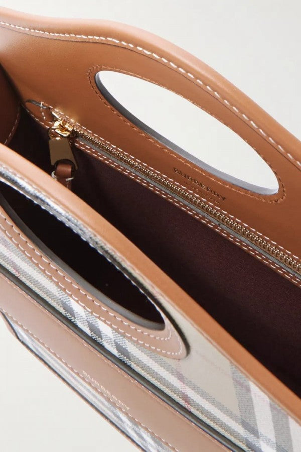 Burberry  Mini  Checkered  Leather  Tote  Bag  With  OG  Box  &  Dust  Bag  2733  Lattice