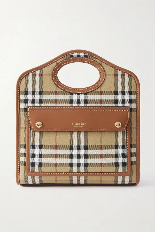 Burberry  Mini  Checkered  Leather  Tote  Bag  With  OG  Box  &  Dust  Bag  2733  Lattice