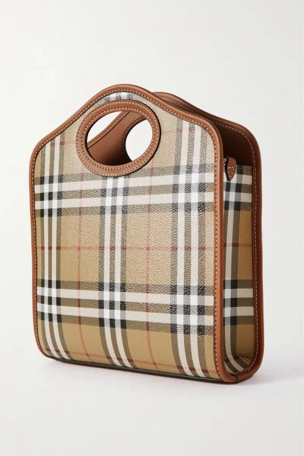 Burberry  Mini  Checkered  Leather  Tote  Bag  With  OG  Box  &  Dust  Bag  2733  Lattice