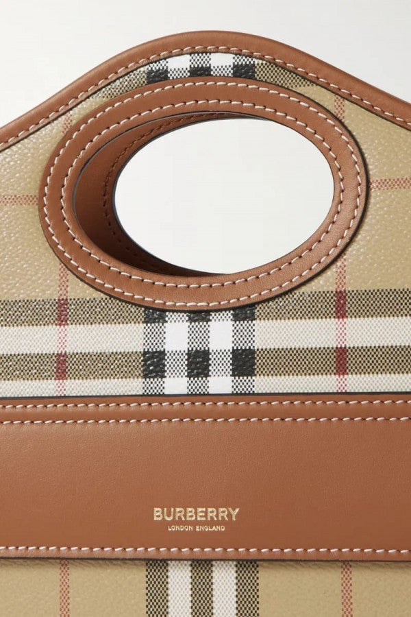 Burberry  Mini  Checkered  Leather  Tote  Bag  With  OG  Box  &  Dust  Bag  2733  Lattice