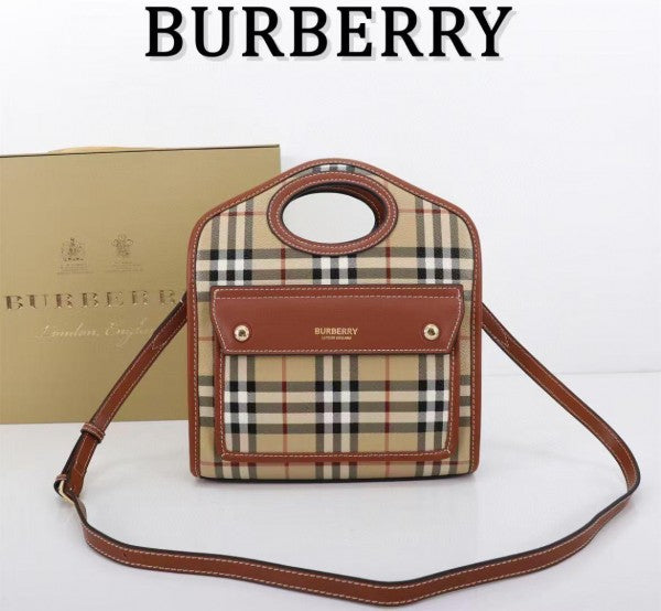 Burberry  Mini  Checkered  Leather  Tote  Bag  With  OG  Box  &  Dust  Bag  2733  Lattice