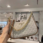 Michael  Kors  MK  Jet  Set  Charm  Small  Logo  Pochette  With  OG  Box  (5575  Beige  Brown)