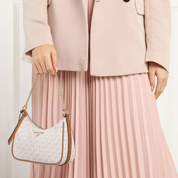 Michael  Kors  MK  Jet  Set  Charm  Small  Logo  Pochette  With  OG  Box  (5575  Beige  Brown)