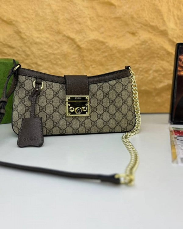 Gucci  Padlock  Brown  &  Khakhi  Small  Shoulder  Bag  With  OG  Box  &  Dust  Bag  88278  Brown  &  Khaki