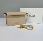 JACQUEMUS La Petite Pochette Rond Clutch Bag in Leather with box 465
