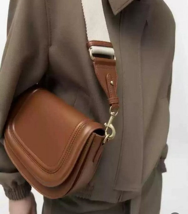 Zara  saddle  canvas  broad  strap  crossbody  bag  with  caryy  bag