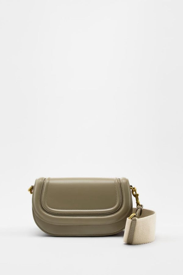 Zara  saddle  canvas  broad  strap  crossbody  bag  with  caryy  bag(green)