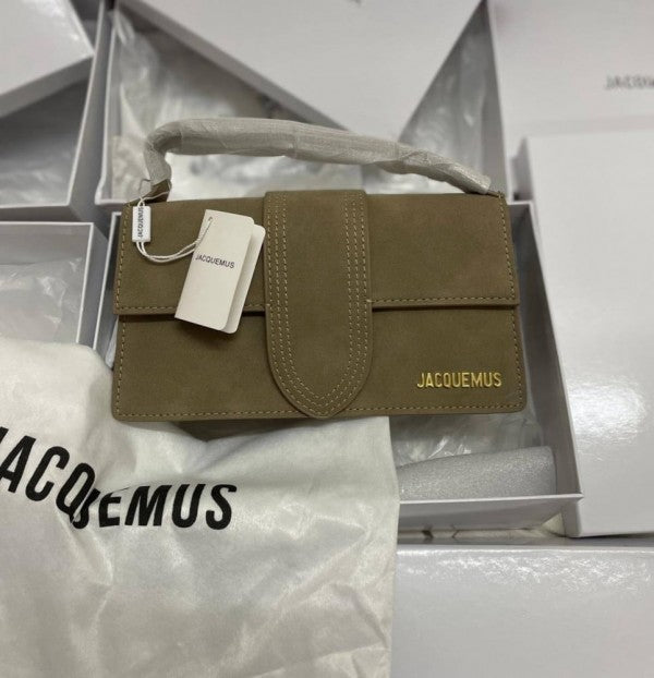 Jacquemus Suede LE Bambino Long Apricot With Sling Strap OG Box & Dust Bag (6828 Apricot)