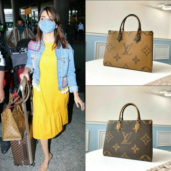 Louis  Vuitton  LV  On  The  Go  Monogram  And  Monogram  Reverse  Premium  Leather  Tote  Bag  With  Dust  Bag  (Brown 43751)