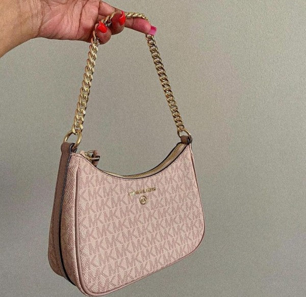 Michael  Kors  MK  Jet  Set  Charm  Small  Logo  Pochette  With  OG  Box  (5575  Pink  Pink)