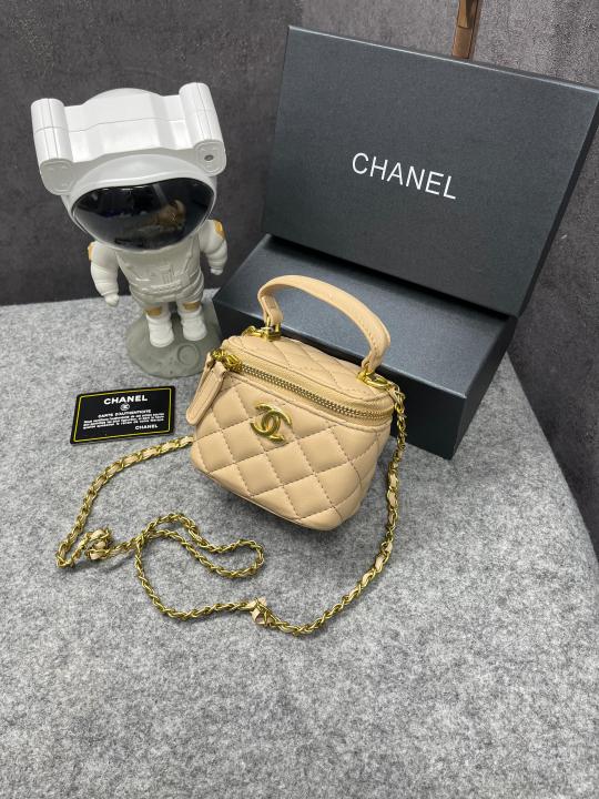 Chanel  Mini  Lambskin  Vanity  Bag  Apricot  With  OG  Box  &  Dust  Bag  75763 1  Apricot