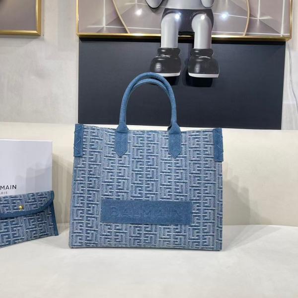 Balmain  B Army  Denim  Tote  Bag  With  Pouch  Denim  With  Dust  Bag  990