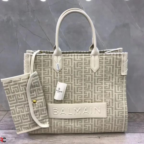 Balmain  B Army  Jacquard  Apricot  Tote  Bag  With  Pouch  Jacquard  Apricot  With  Dust  Bag  990