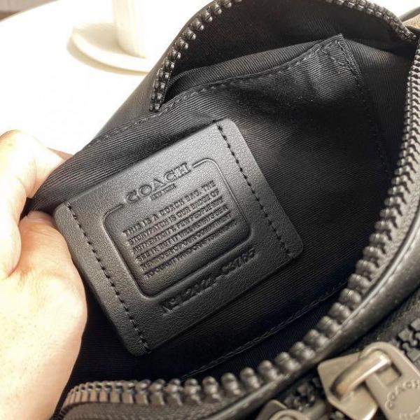 Coach  Unisex  Waist  Pouch  Track  Belt  Bag  Signature  Canvas  Gunmetal  Lock  With  Dust  Bag  (G1130  Apricot)