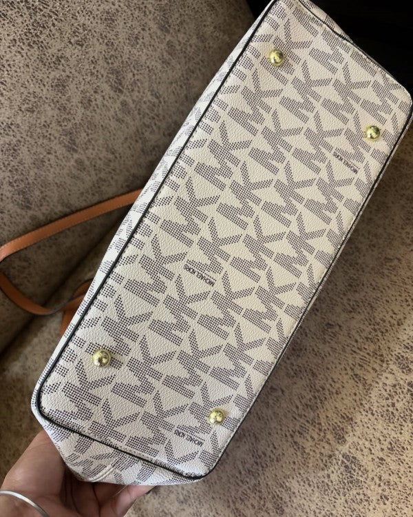 Michael  Kors  MK Voyager Tote Bag With Side Pocket & Dust Bag (Beige Brown 2003)