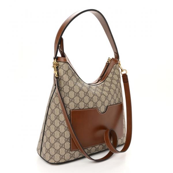 Gucc  I GG Supreme Monogram Linea A Hobo Brown With dust cover 490