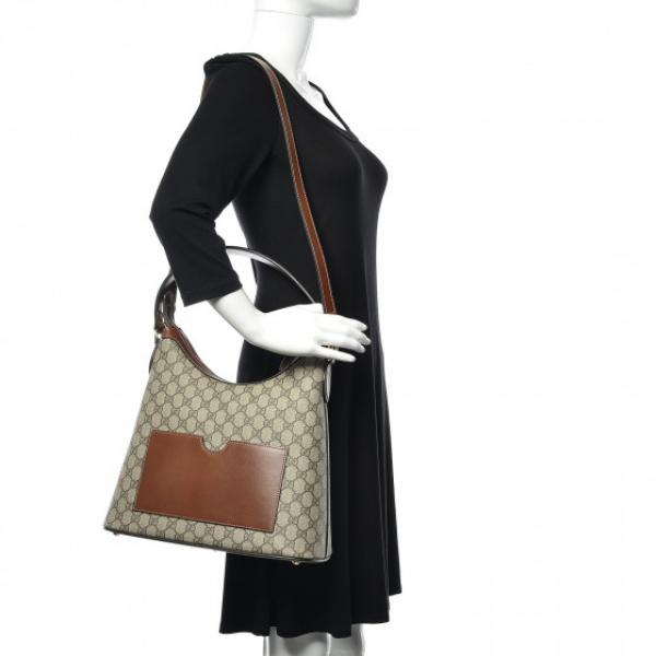 Gucc  I GG Supreme Monogram Linea A Hobo Brown With dust cover 490