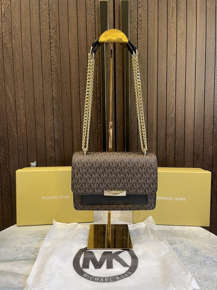 Michael  kors Jade logo print sling bag with chain strap and box 492