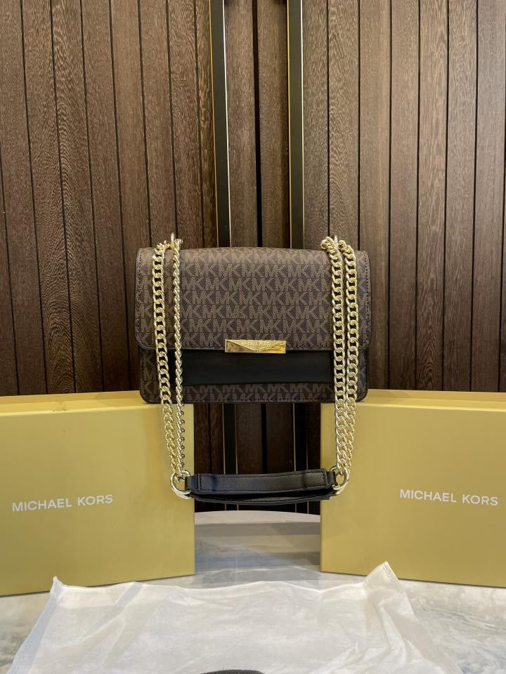 Michael  kors Jade logo print sling bag with chain strap and box 492