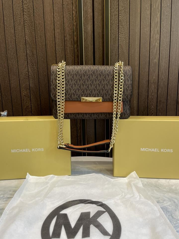 Michael  kors Jade logo print sling bag with chain strap and box 493