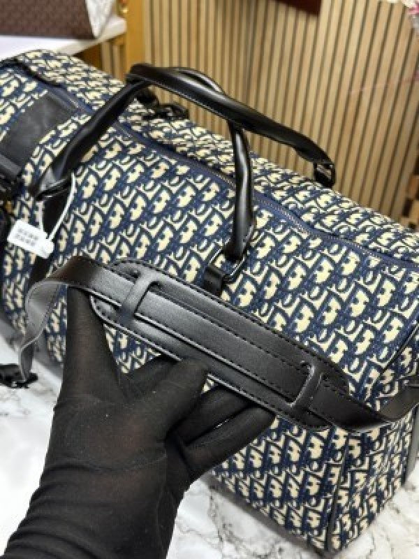 CHRISTIAN DIO  R DUFFLE PREMIUM QUALITY WITH DUST BAG HEAVY QUALITY (BLUE) (S2)
