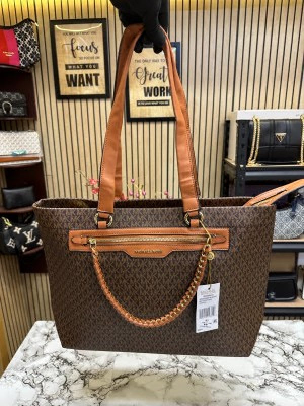 Michael  Kors Slater Large Tote Shoulder Bag Signature (Coffee Brown)