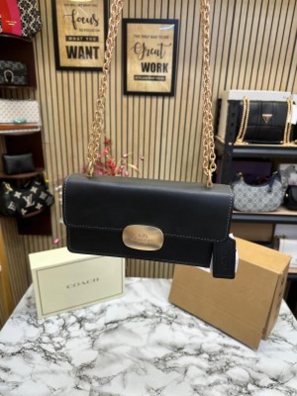 Coach  Eliza  Flap  Crossbody  Bag  With  Double  Og  Box  And  Dust  Bag  (Black)