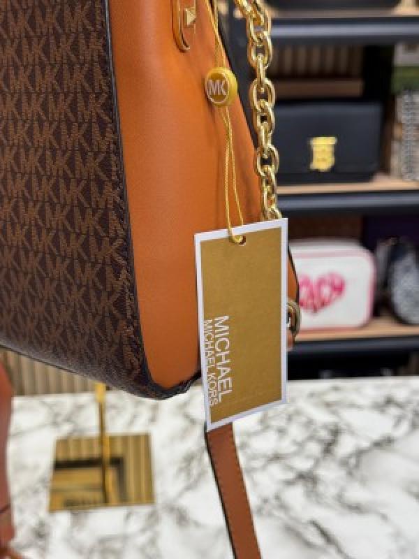 Michael  Kors Karlie Medium Satchel Bag With Dust Bag (Brown)
