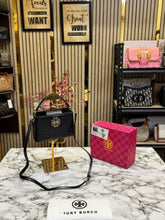 TOR  Y BURCH BRITTEN CROCO HANDBAG CROCODILE PRINT WITH OG BOX AND DUST BAG AND SLING (BLACK) (S2)