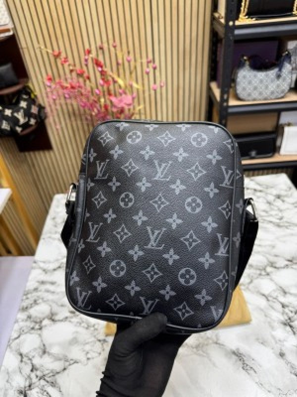 LOUIS  VUITTON LV LOGO SIDE BAG BLACK CHECKS WITH DUST BAG