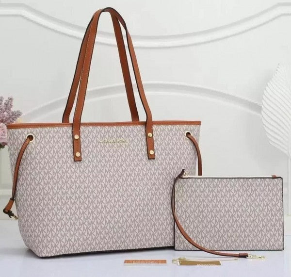 Michael  Kors  Tote  Bag  Mk  With  Pouch  With  Dust  Bag  (19016 Beige Brown)