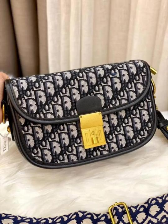Christian  Dior  Oblique  Monogram  Bag  With  Bill  OG  Box  &  Dust  Bag  78806  Black