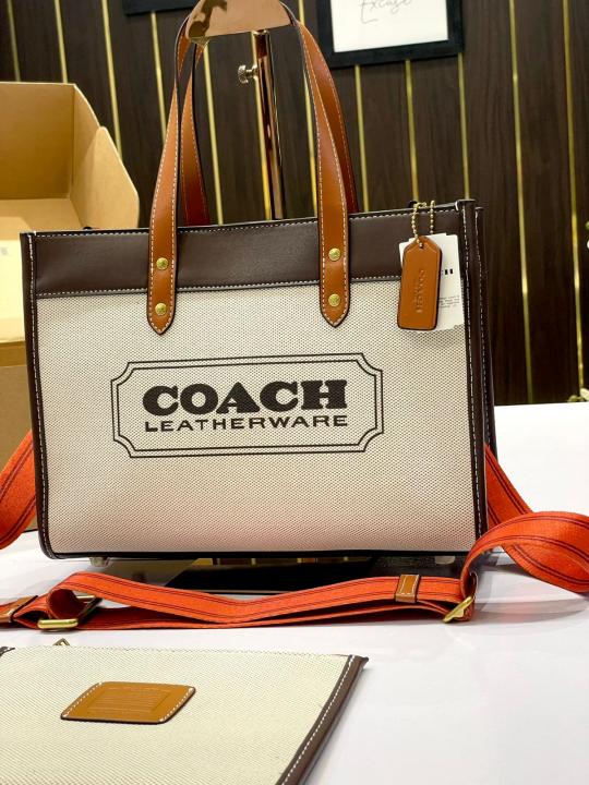 Coach  field  30  canvas  tote  bag  with  og  box