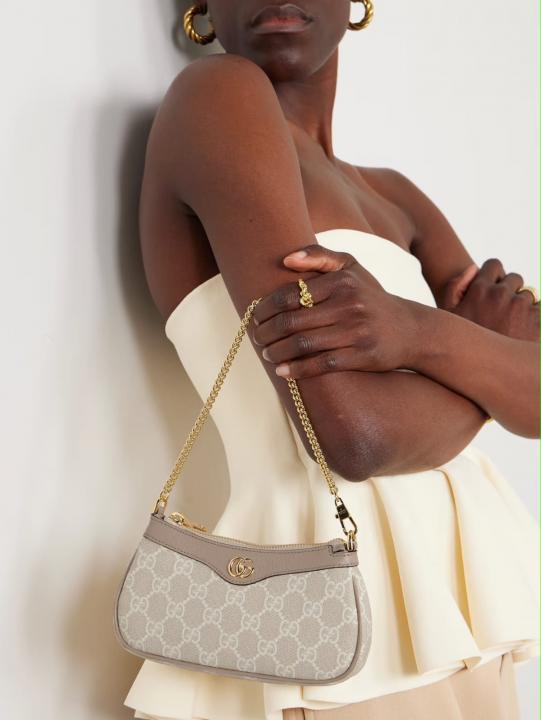 Gucci  Ophidia  Mini  GG  Canvas  Chain  Shoulder  Bag  With  OG  Box  &  Dust  Bag  88333  Beige