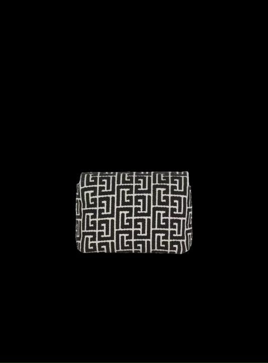 Balmain  1945  Soft  Mini  Bag  Jacquard  Monogram  With  OG  Box  &  Dust  Bag  Black  396