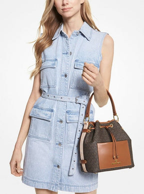MICHAEL  MICHAEL  KORS MAEVE MEDIUM SIGNATURE LOGO BUCKET BAG  98