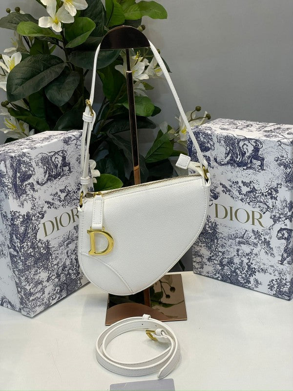 Christian  Dior  CD  Saddle  Rodeo  Bag  Pouch  With  OG  Box  &  Dust  Bag  (379  White)