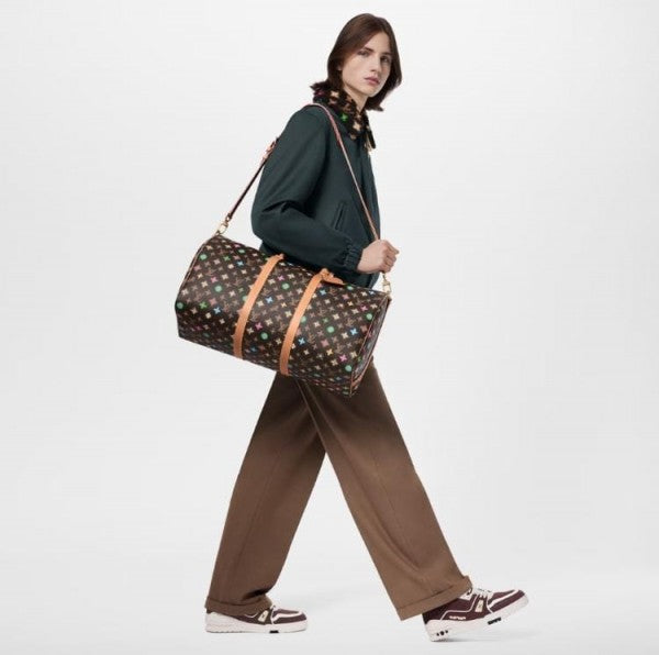 Louis  Vuitton  Keepall  Bandouliere  50  Monogram  Craggy  Chocolate  Canvas  Travel  Duffle  Bag  With  Dust  Bag  (2024)