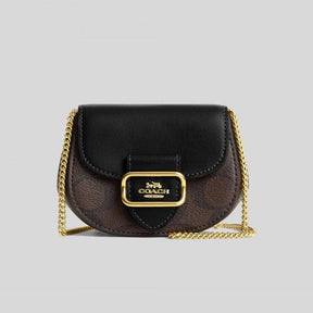 Coach  Morgan  Card  Case  On  A  Chain  In  Signature  Canvas  Brown  Black  CK439  With  OG  Box  &  Dust  Bag